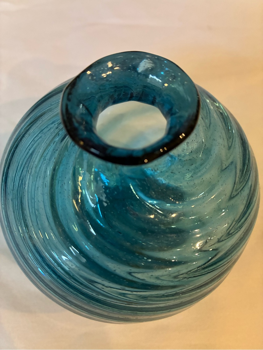 Handblown Swirl Glass Vase Blue Perfect Window Vase For Favorite Flower Cutting